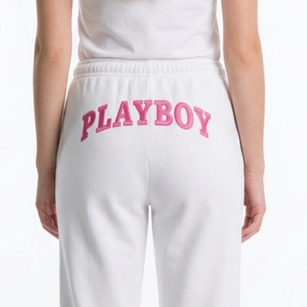 PLAYBOY Light Gray Women's Joggers with Logo Patch - Picture 3 of 4